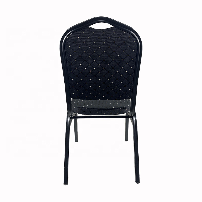 Light Luxury Dining Furniture Factory Stackable Black Iron Frame Wedding Banquet Hotel Fabric Dining Weeding Chairs