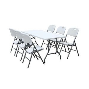 Outdoor 6 ft Portable Rectangular Folding Plastic Chairs and Tables Sets for Events