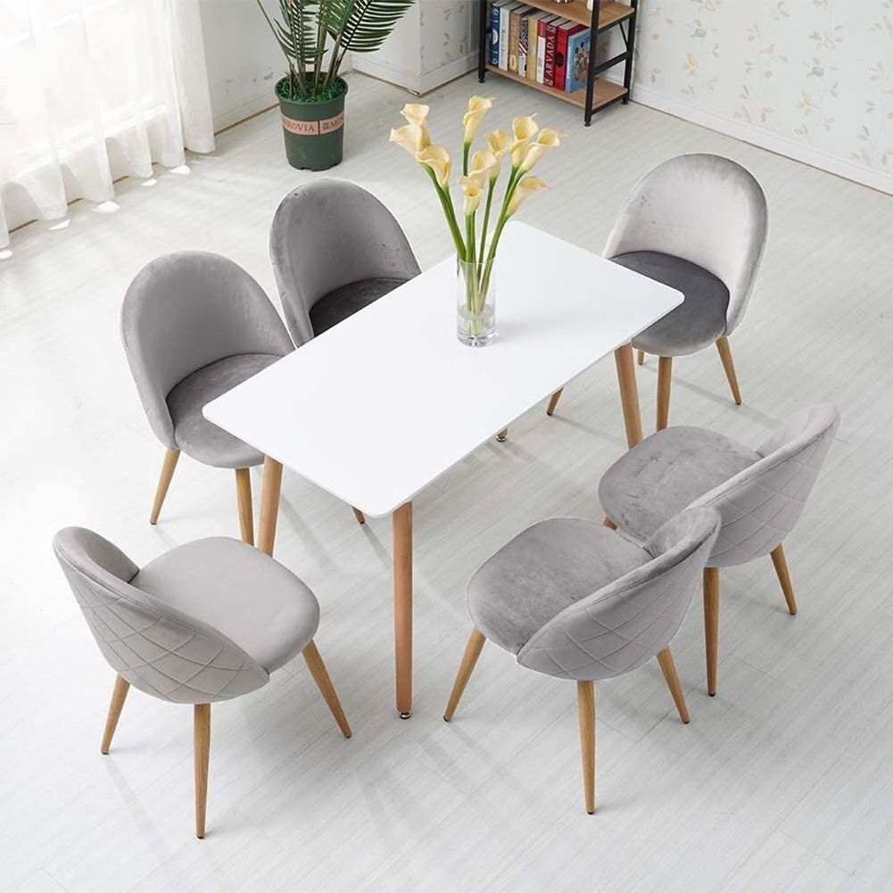 Cheap Wood Dining Room Table Chair Sets Scandinavian Dining Chairs Set of 4 Nordic Velvet Restaurant Chairs for Living Room