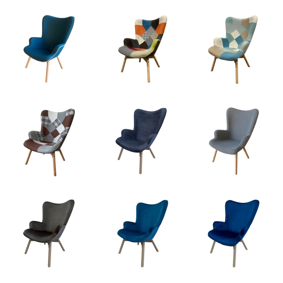 Classic Colorful Velvet Sofa Chair Fabric Balcony Swimming Pool Home Living Room Chair Patchwork Lounge Chairs with Armrest