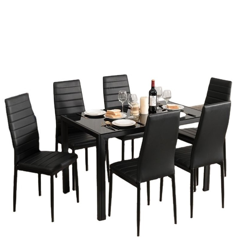 Hot Selling Home Furniture Metal Legs Cheap sillas de comedor Black Dining Chair PU Leather High Back Dining Chairs