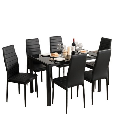 Hot Selling Home Furniture Metal Legs Cheap sillas de comedor Black Dining Chair PU Leather High Back Dining Chairs