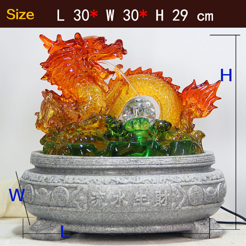 Chinese Feng Shui New Year Gifts Dragon Statue Indoor Tabletop Water Fountain Ornaments With Smoke Creative Crystal Ball