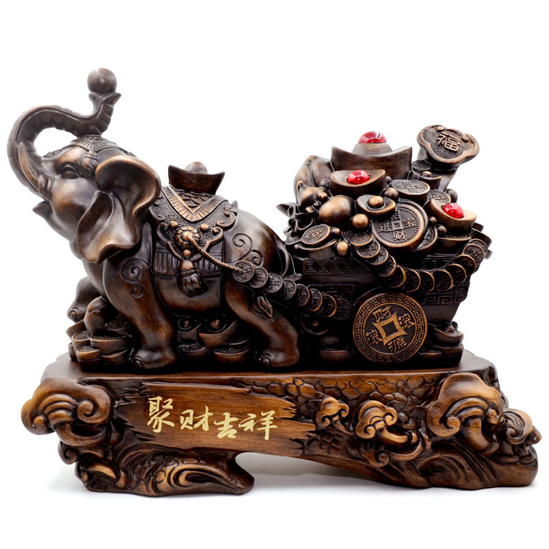 2023 Wholesale Resin Craft Home Decoration Thailand Elephant Statue Feng Shui Gold Elephant Resin Thai Statue