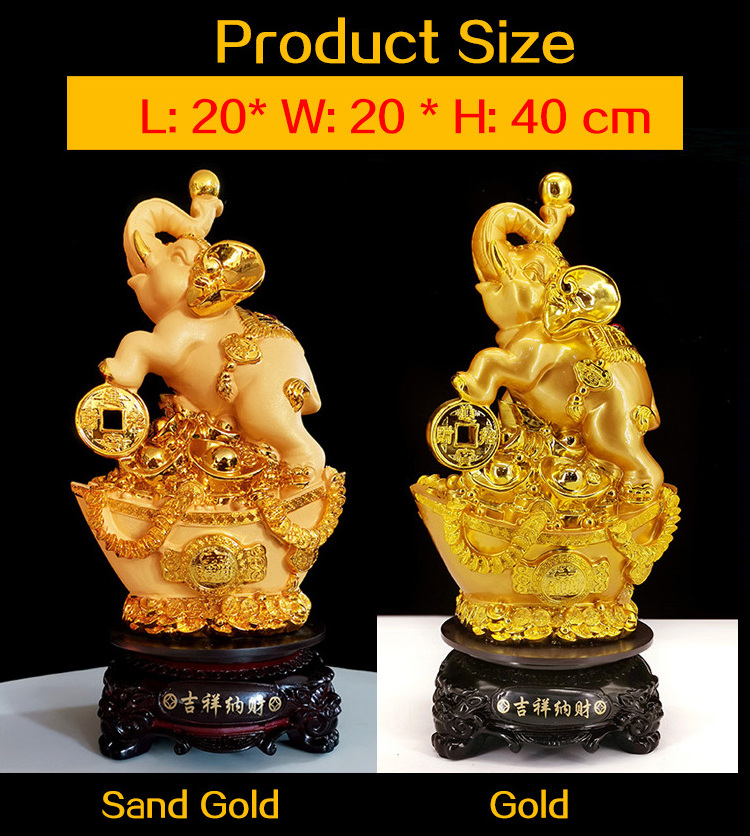 European Style Home Decorative Resin Fiberglass Indian Collections Antique Gold Animal Elephant Statue For Table