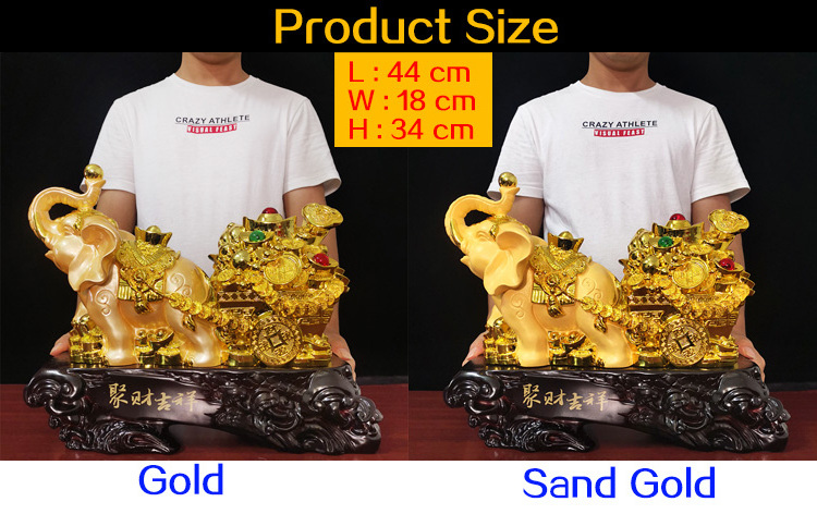 2023 Wholesale Resin Craft Home Decoration Thailand Elephant Statue Feng Shui Gold Elephant Resin Thai Statue