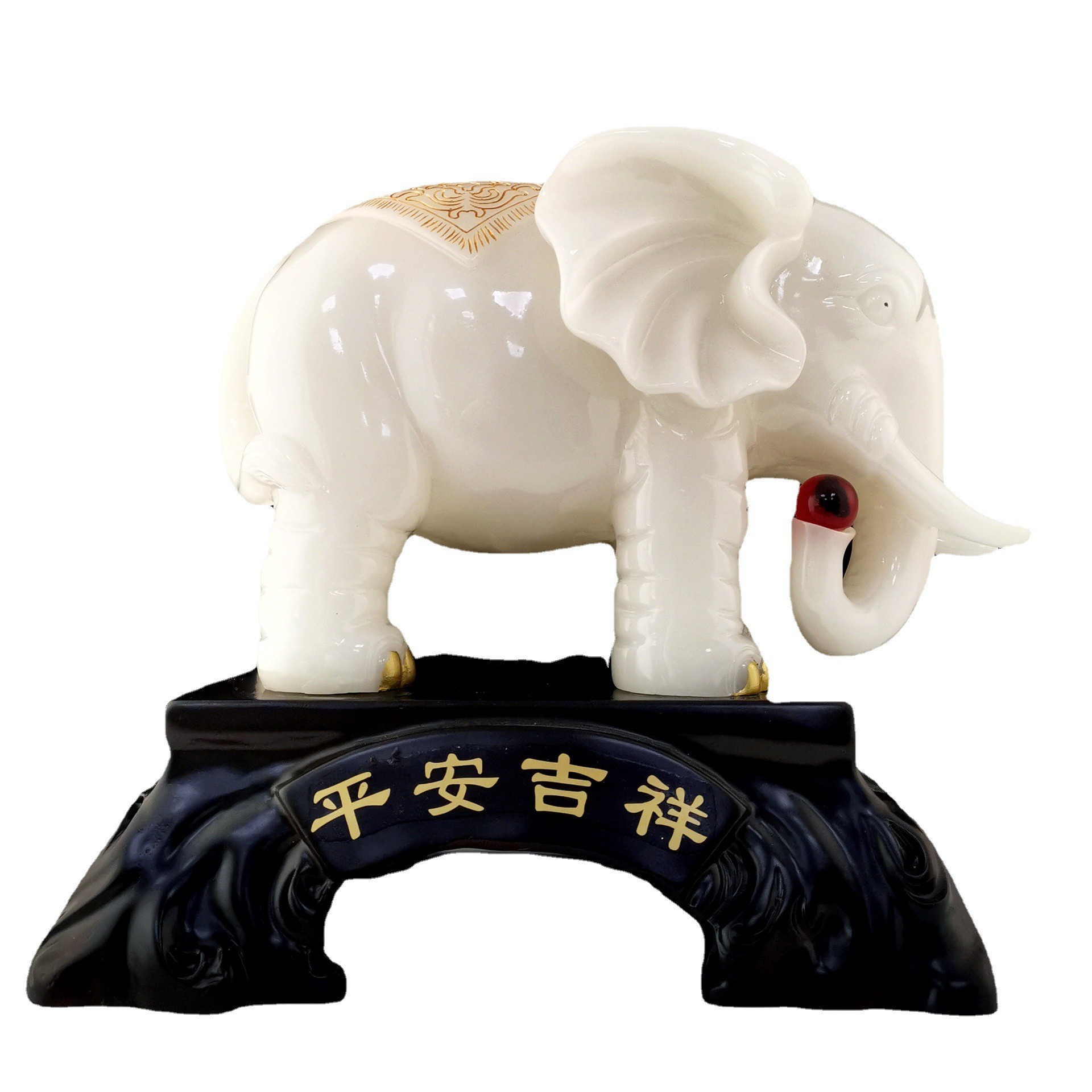 New Chinese Style House Decorative Ornaments Good Luck A pair White Jade Elephant Livingroom Decor Resin Elephant Figurine