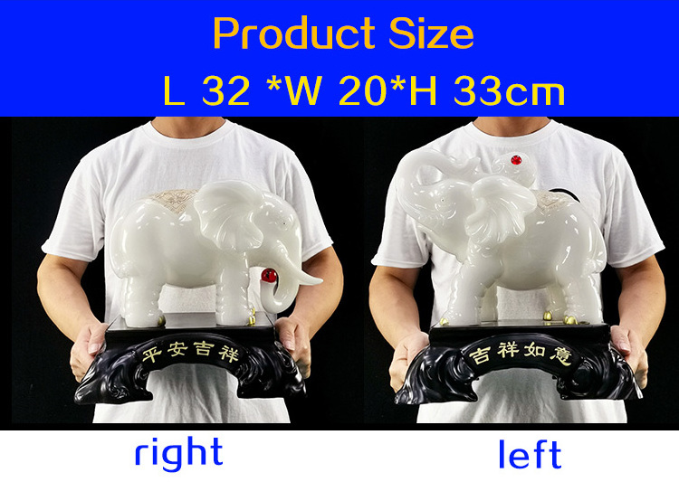 New Chinese Style House Decorative Ornaments Good Luck A pair White Jade Elephant Livingroom Decor Resin Elephant Figurine