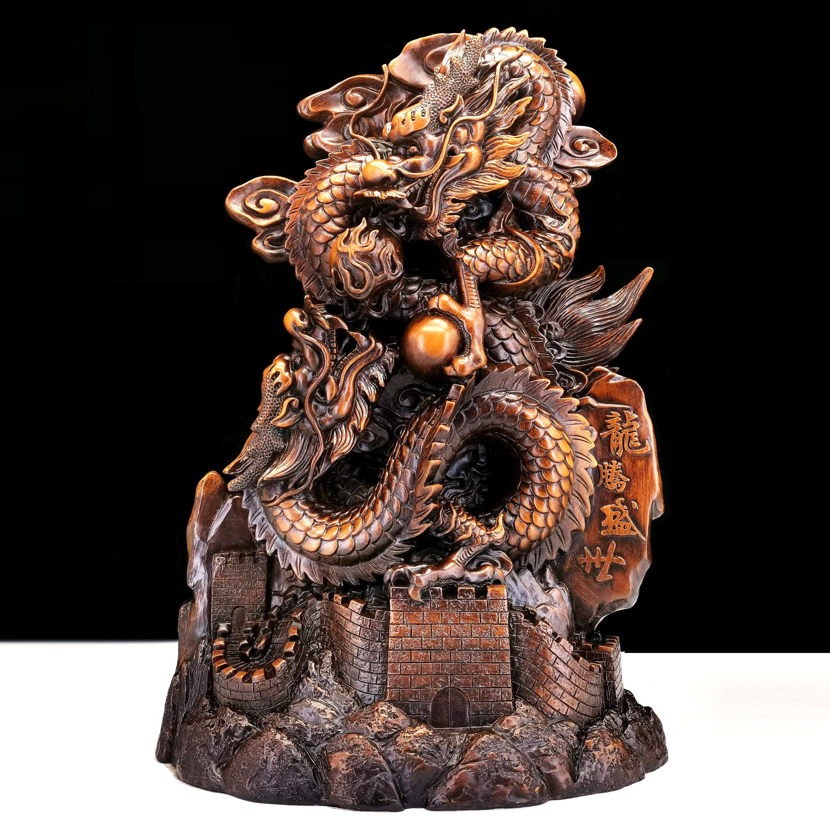 2023 Chinese Traditional Fengshui Resin Crafts Dragon Statue Home Decoration Sculpture Blue JadeChinese Dragon decors