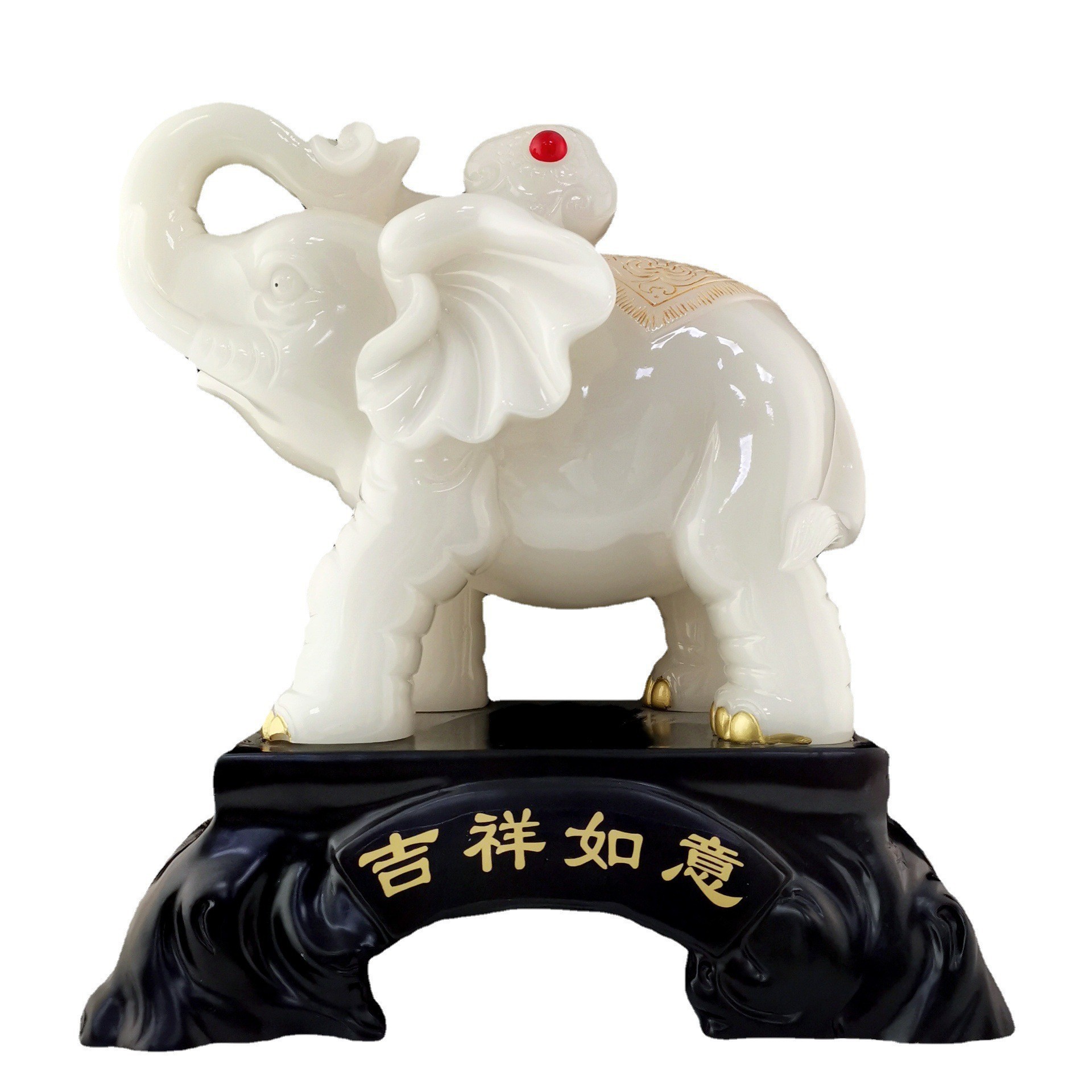 New Chinese Style House Decorative Ornaments Good Luck A pair White Jade Elephant Livingroom Decor Resin Elephant Figurine