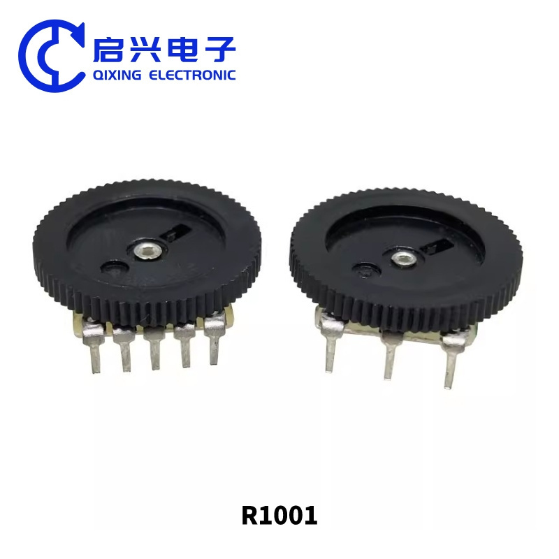 R1001 5k 10k 20k 50k 100k Ohm B103 3 Pin Single Linear Dial Wheel Potentiometer for Audio Stereo Volume Switch Control 16x6mm