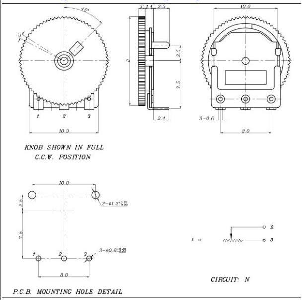 bonens Manufacturer b102  b503 14mm thumbwheel potentiometer with switch