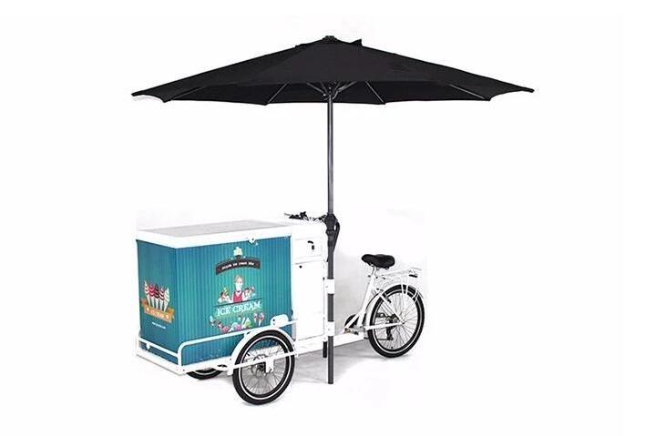 Commercial Street Cargo Bike with Fridge Freezer Bicycle Ice Cream Vending Cart Electric Tricycles 1200 Electric 4 Wheel Open