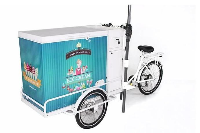 Commercial Street Cargo Bike with Fridge Freezer Bicycle Ice Cream Vending Cart Electric Tricycles 1200 Electric 4 Wheel Open