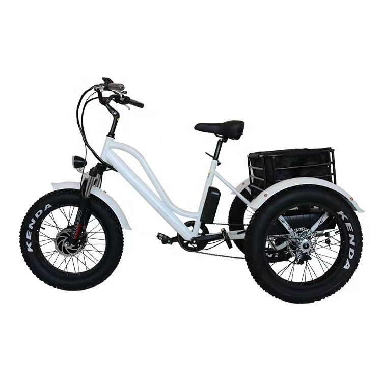 E-Tricycle 20 Inch Fat Tire Tricycles Triciclo Electric Trike 500W Tricycle Three Wheels Adult Cargo Electric Bike With Basket