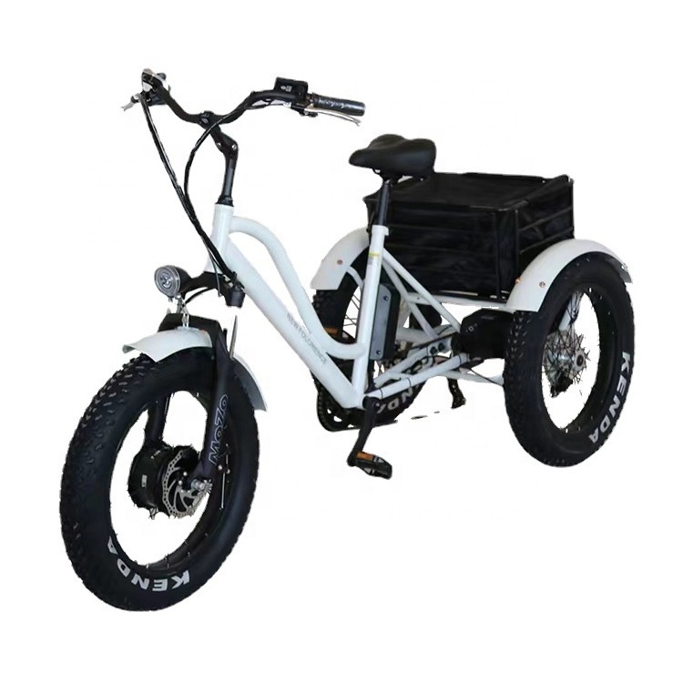 E-Tricycle 20 Inch Fat Tire Tricycles Triciclo Electric Trike 500W Tricycle Three Wheels Adult Cargo Electric Bike With Basket