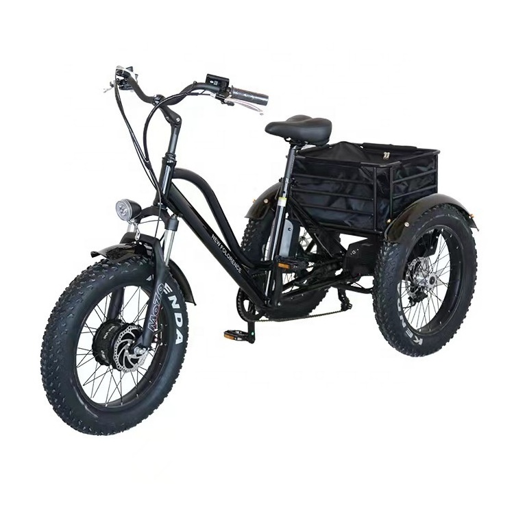 E-Tricycle 20 Inch Fat Tire Tricycles Triciclo Electric Trike 500W Tricycle Three Wheels Adult Cargo Electric Bike With Basket