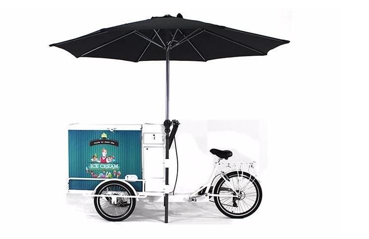 Commercial Street Cargo Bike with Fridge Freezer Bicycle Ice Cream Vending Cart Electric Tricycles 1200 Electric 4 Wheel Open