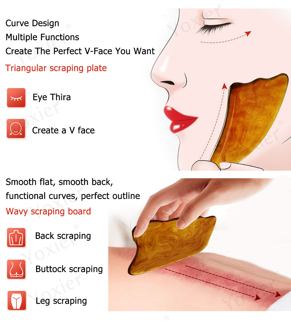 Natural Gua Sha Board Guasha Scraping Massage Tool Set of Salon Acupuncture Skin Facial Care Treatment Therapy Trigger Point Tre