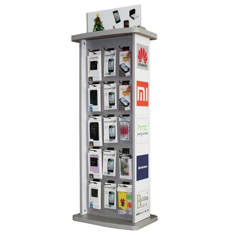 Floor commercial cellphone accessories hanging display stand mobile phone accessories floor display