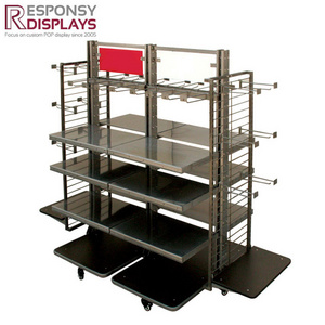 Floor Clothing Shelf Metal Garment Display Rack For Clothes Store