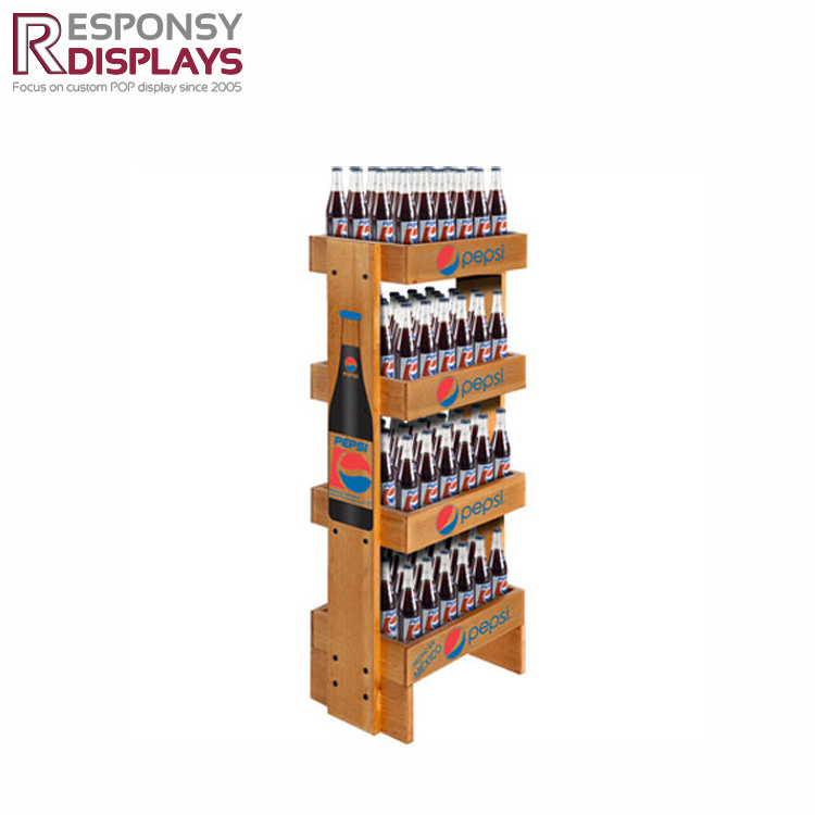 Customized Floor MDF Wooden Bottle Display Stand Wine Display Stand Rack