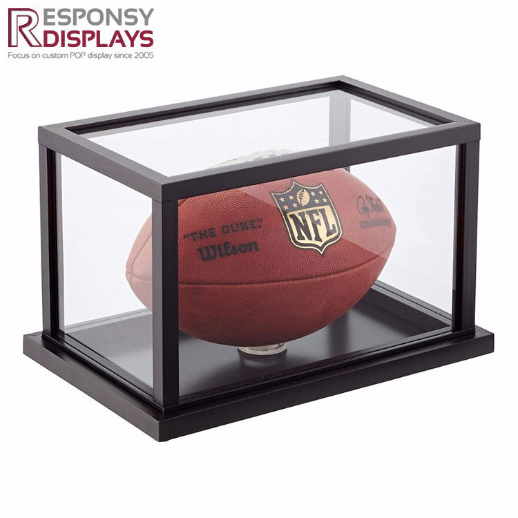 Customized Wholesale Clear Acrylic Wooden Display Football Basketball Display Box