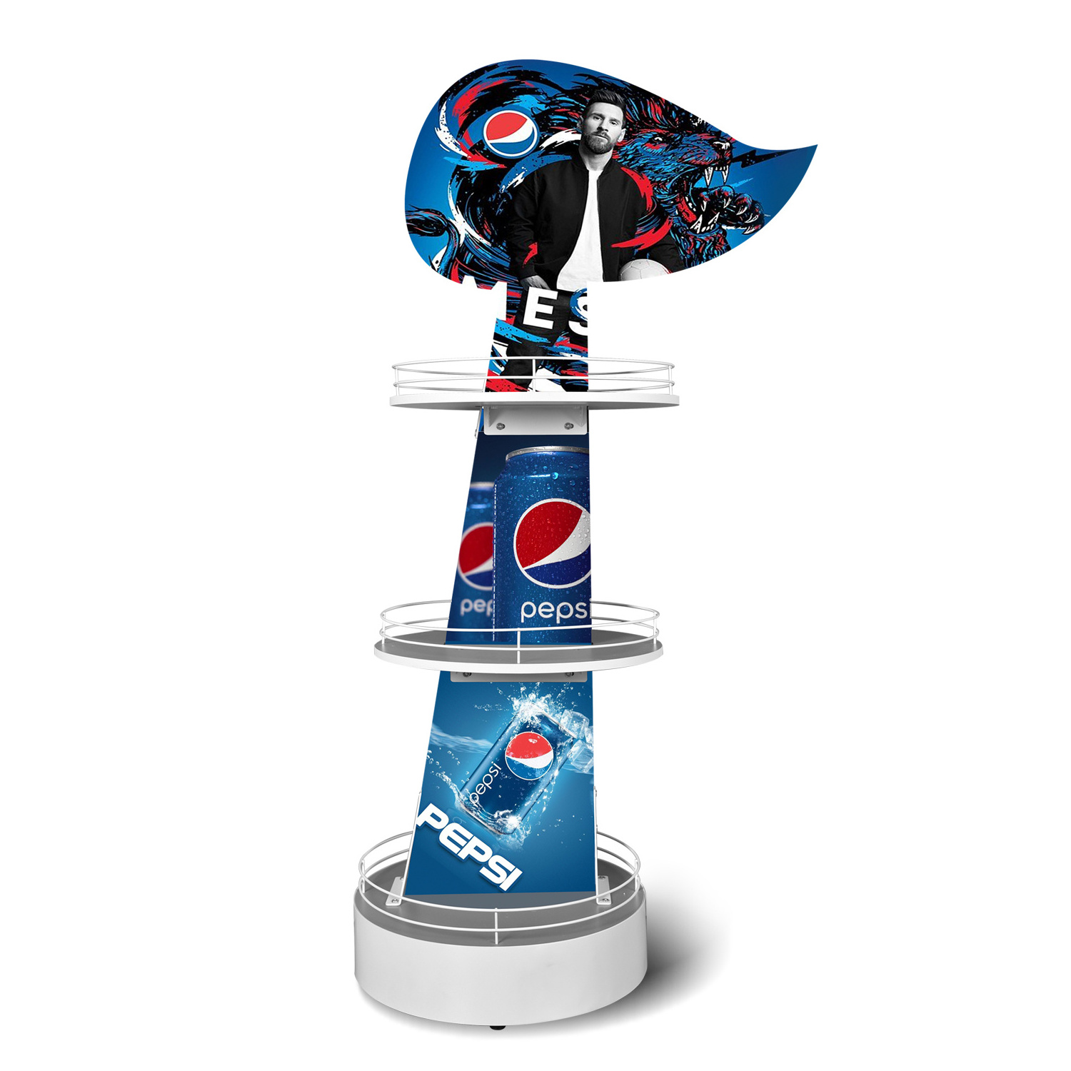 Customized Exhibition Promotion Pepsi Cola Beverage Acrylic Display Commercial Supermarket Rack Display Stand