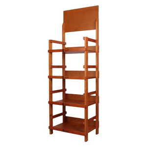 Promotion Four Layers Free Standing Wooden Food Snack Display Supermarket Shelves