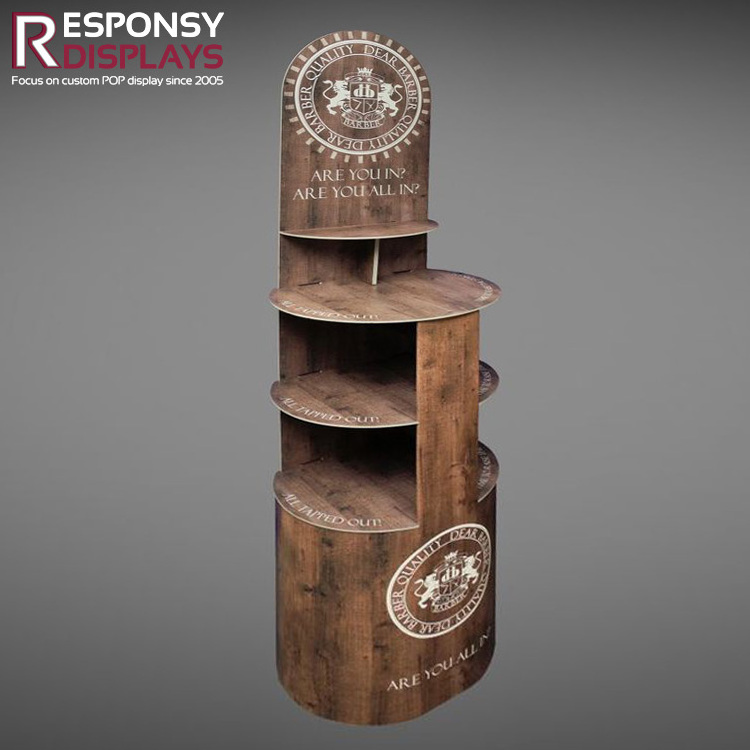 Ancient Style Tall Unique Round Wood Bucket-shaped Floor Alcohol Drink Wine Display Rack