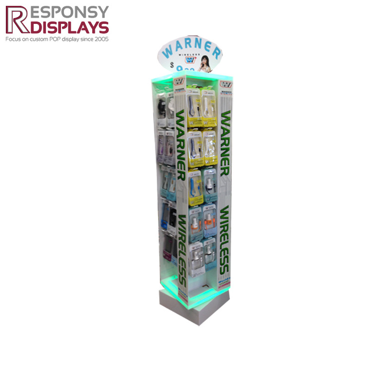 Floor commercial cellphone accessories hanging display stand mobile phone accessories floor display