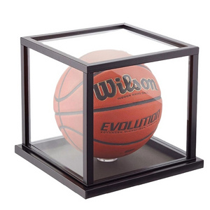 Customized Wholesale Clear Acrylic Wooden Display Football Basketball Display Box