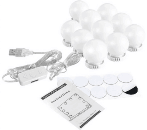 3 Modes LED Colors Hollywood Glam Vanity LED Bulbs Lights, 10 LED Makeup Mirror Bulb Vanity Light for Bedroom