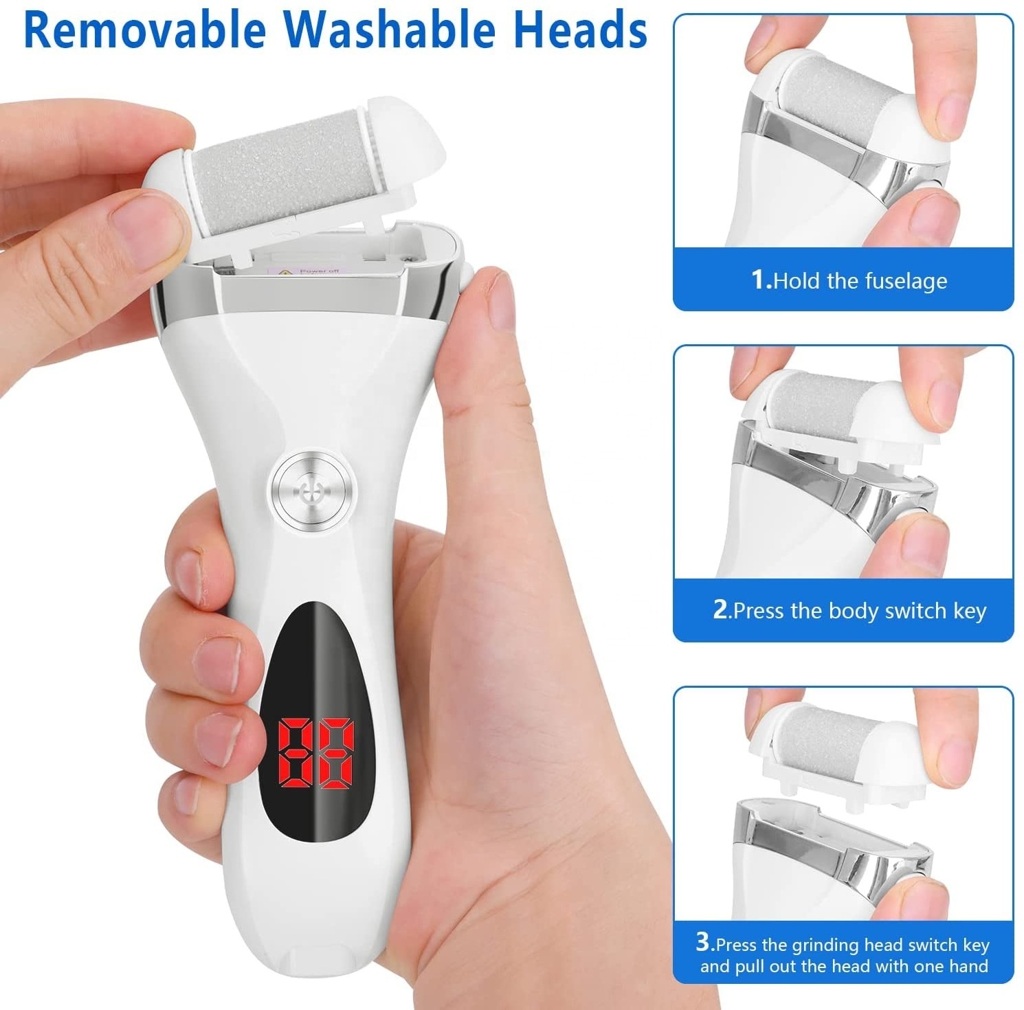 Waterproof Pedicure kit Feet Care Callus Remover Pedicure Tools for Hard Cracked Skin Foot Scrubber Roller