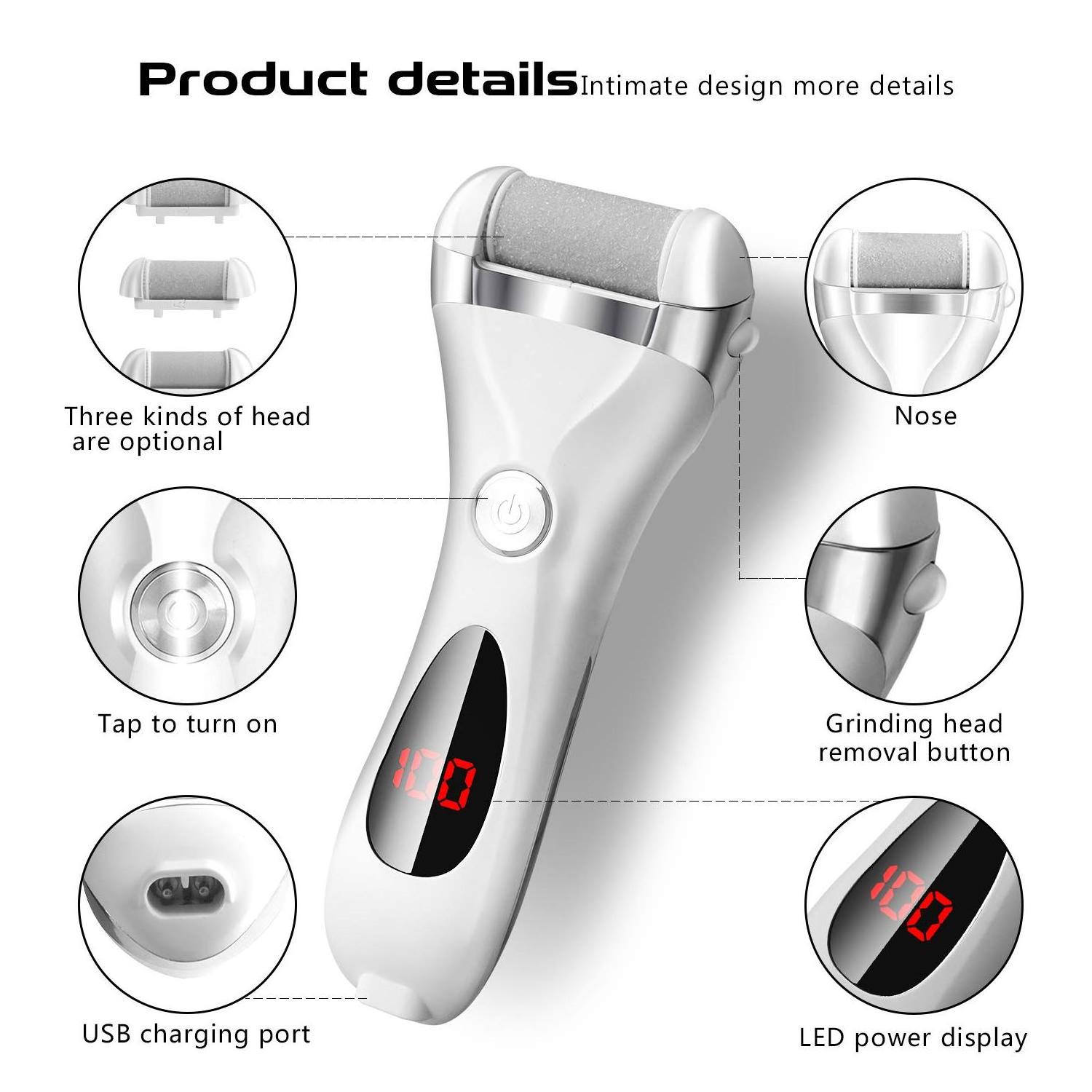 Electric Callus Remover for Feet Rechargeable Pedicure Tools Kit Foot Scrubber Dead Skin Remover Foot Files Scraper for Spa