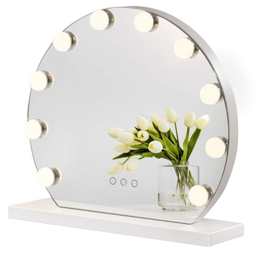 Hollywood Lighted Makeup Mirror with 10 Dimmable LED Bulbs for Dressing Room Bedroom, Tabletop Metal Frame Design Vanity Mirror