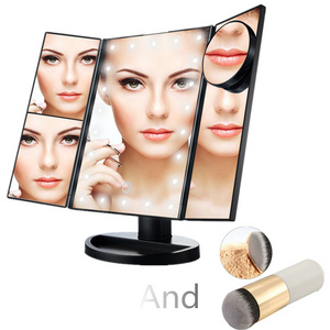 Mirror light for cosmetic makeup vanity mirror with 3x 2x 10x magnification light with makeup brush