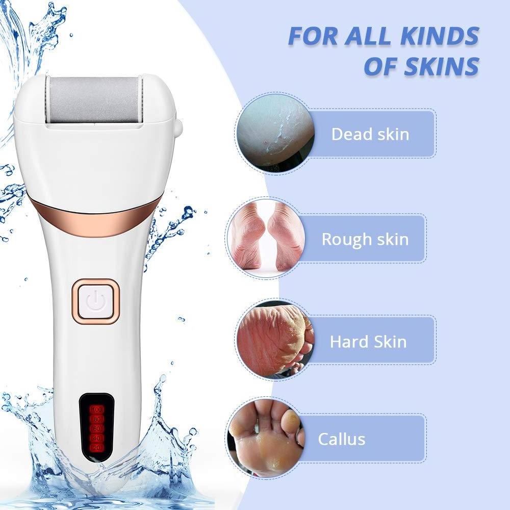 Electric Callus Remover for feet Waterproof Rechargeable Foot Files Pro Pedicure Tools with 3 Roller Heads 2 Speed foot scrubber