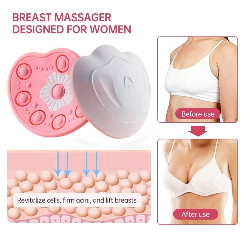 Electric Breast Massager Bra Vibration Breast Enhancement Instrument Hot Compress EMS Massage Chest Pump Red Blue Light Therapy