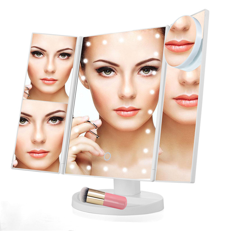 Mirror light for cosmetic makeup vanity mirror with 3x 2x 10x magnification light with makeup brush