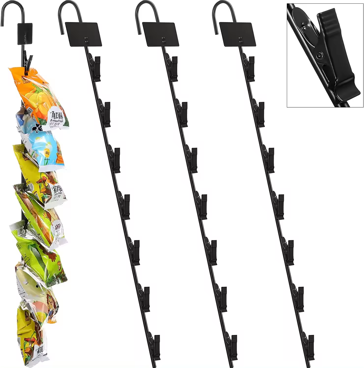 Supermarket Hanging Plastic Metal Wire Potato Metal Clip Strips Lays Potato Chips Display Rack