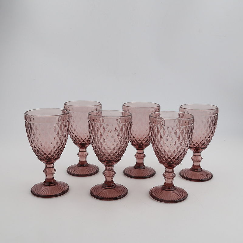 goblets wedding party red wine glasses blue textured colored glassware amber wine glasses