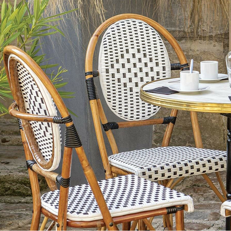 stackable aluminum wicker chair outdoor chair rattan garden chair for restaurant