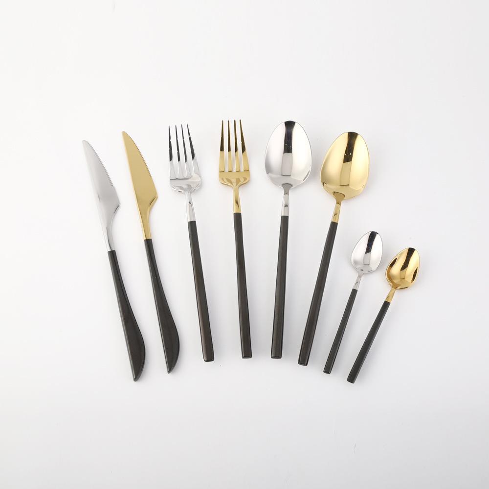 hot sale restaurant wedding 304 silver knife spoon and fork set luxury cutlery set bulk gold flatware