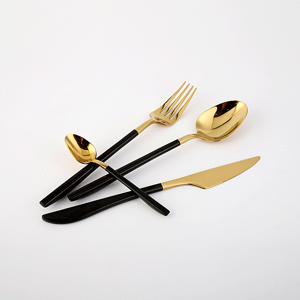 hot sale restaurant wedding 304 silver knife spoon and fork set luxury cutlery set bulk gold flatware