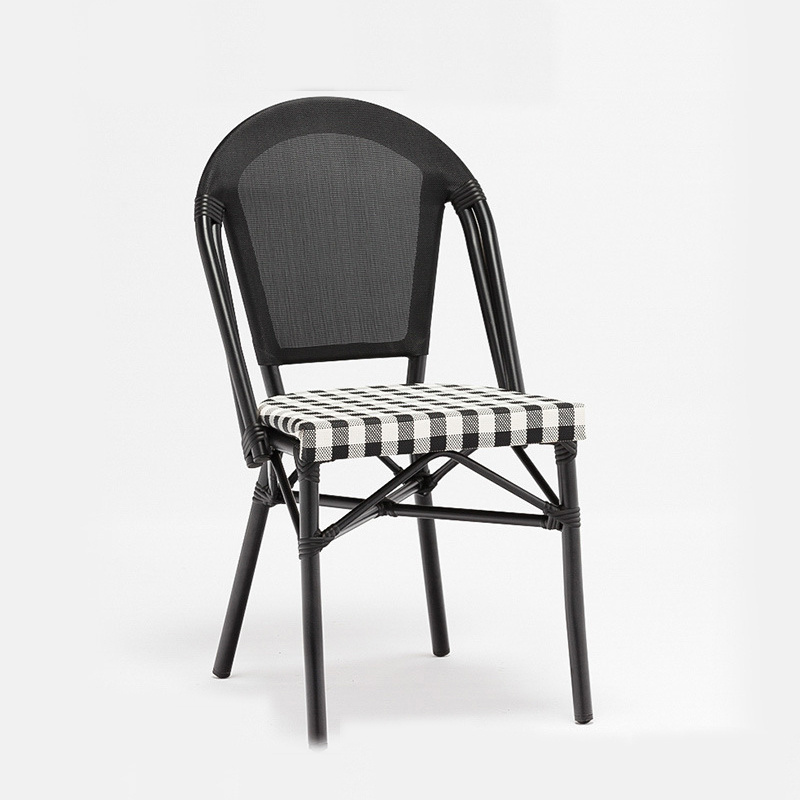 Foshan cheap price metal outdoor cafe chair woven metal bistro outdoor chair for restaurant