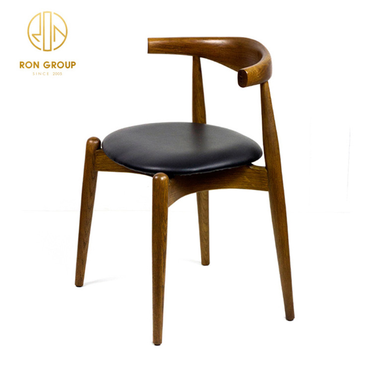 Hot Sale Cafe Dining Restaurant Movie Theater Supermarket Dining Area Wood Elbow Chair With Round Seat