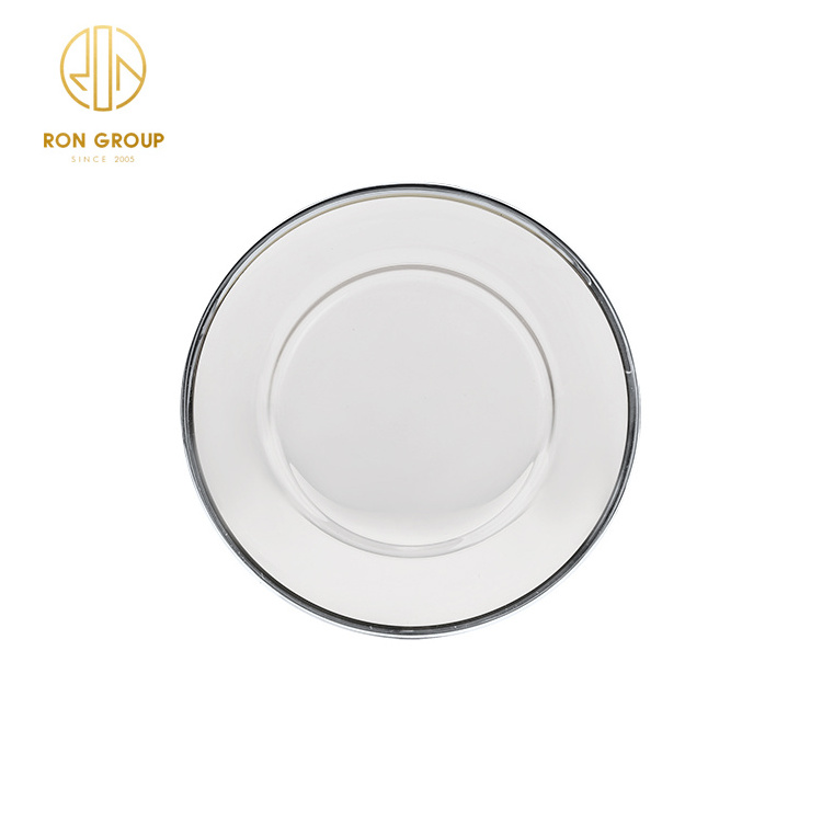 Classic Clear Black Gold and Silver Edge Glass Transparent Plate for Wedding Party Hotel Dinner Plates Tableware