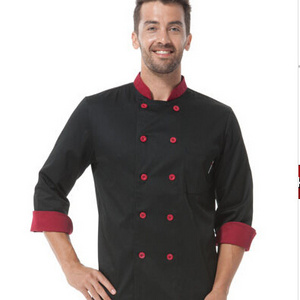 New Fashion Black Long Sleeve Jacket Modern Restaurant Bar Use Chef clothes with Logo Customized Japanese Style Chef uniform