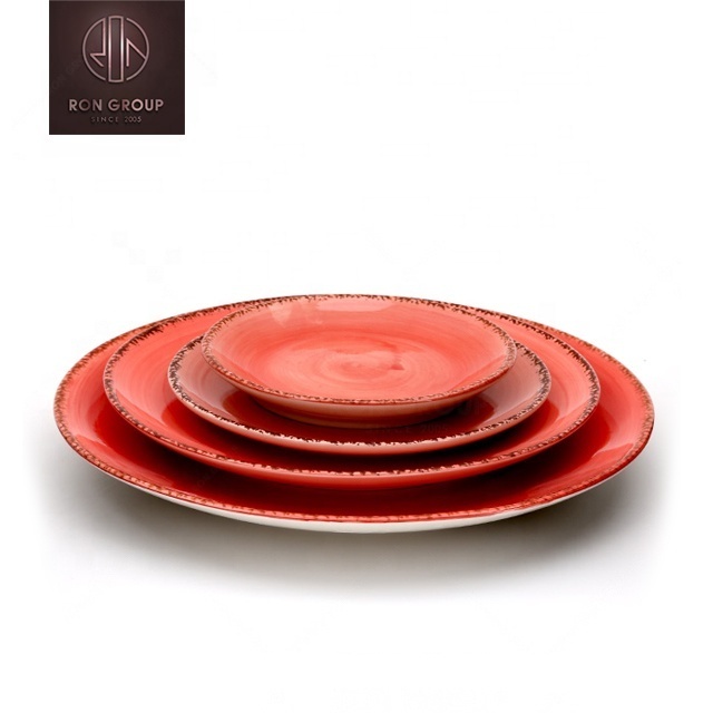 best price wholesale custom printed modern dinnerware red oval plates set for restaurants cafe dinner plate